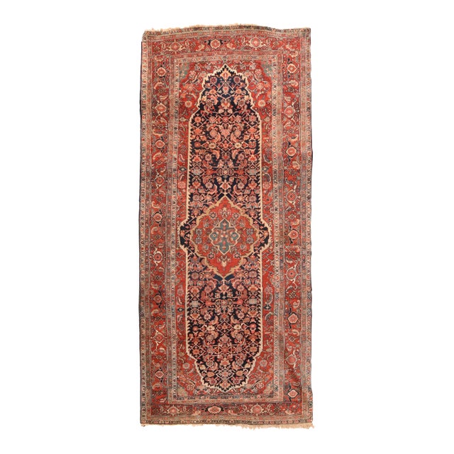 Antique Rust Persian Heriz Serapi Area Rug For Sale