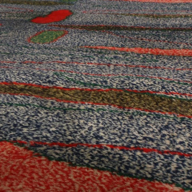 Mid-Century Modern 1960s Vintage Zeki Müren Rug in Gray, Peach and Green Geometric Pattern For Sale - Image 3 of 7