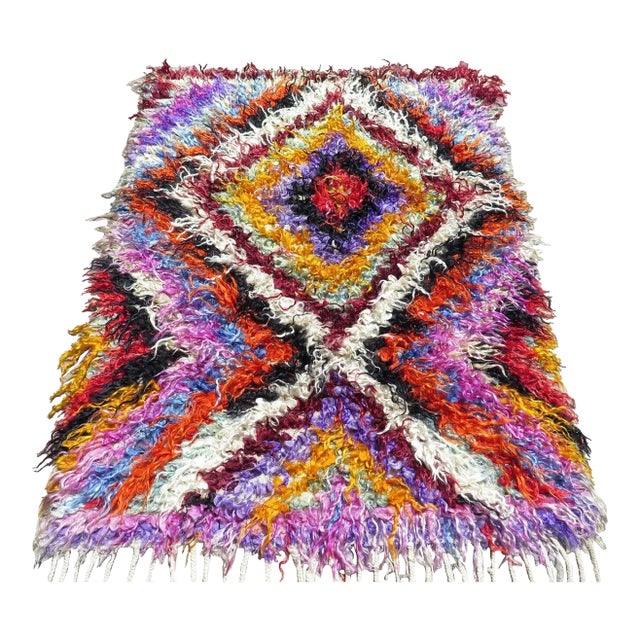 Multi Color- Moroccan Rug - 42" X 57" For Sale