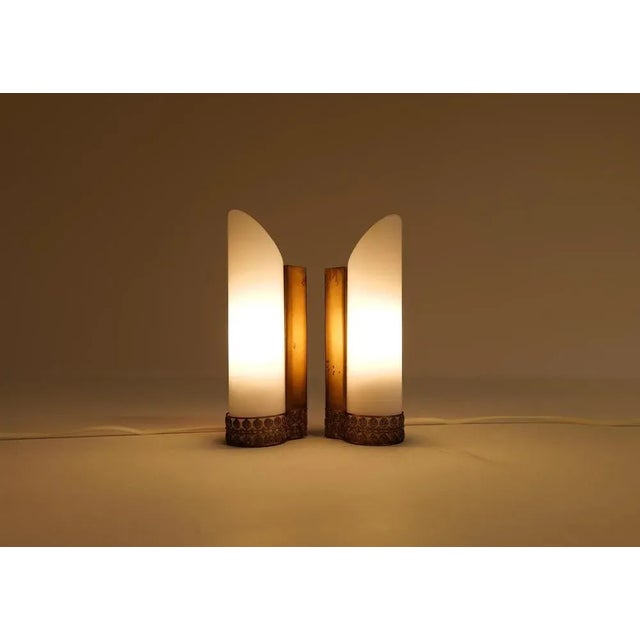 1950s Mid-Century Modern Brass and Opaline Wall Lamps from Asea, Sweden, Set of 2 For Sale - Image 5 of 11