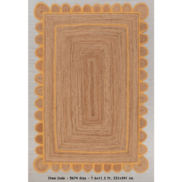 Orange Scallop Jute Handmade Rug 3'x5' Ft. For Sale - Image 10 of 10