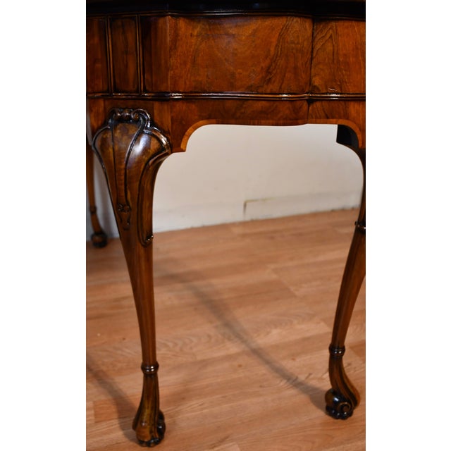 Traditional 1920 Antique English Regency Burl Walnut Console Table One Drawer Accent Table For Sale - Image 3 of 15
