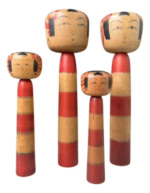Vintage Japanese Tsuchiyu Kokeshi Figurines, 1960s, Set of 4