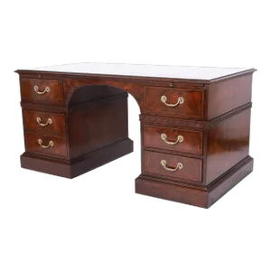Baker Vintage Georgian Style Leather Top Desk