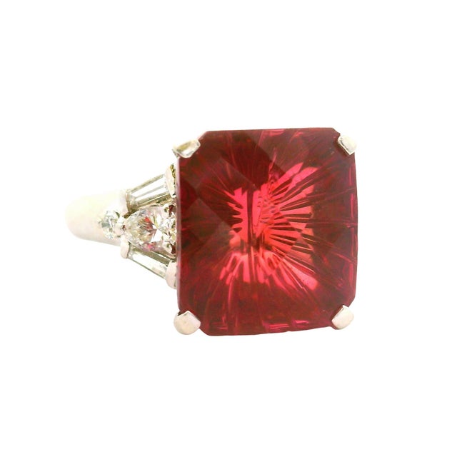 Contemporary 8.95 Carat Fantasy-Cut Pink Tourmaline Diamond Platinum Ring, Size 7 For Sale - Image 3 of 6