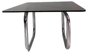 Tubular Nickel-Plated and Smoked Glass Low Table by Pardo, 1970s