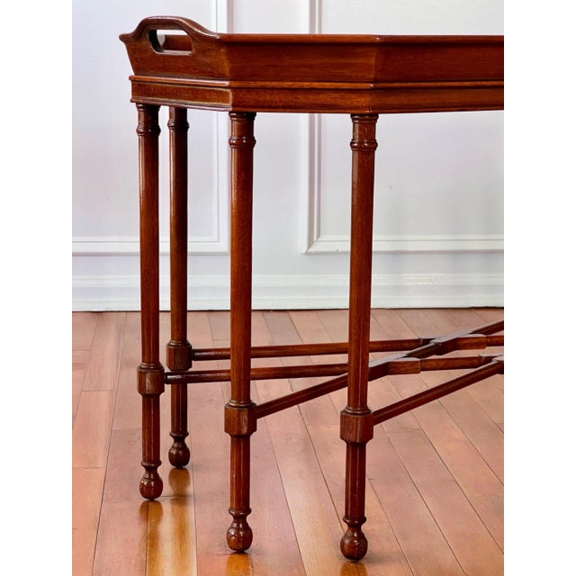 Late 20th Century George III Style Mahogany Fixed Tray Top Cocktail Table With Inlay by Drexel For Sale - Image 10 of 12