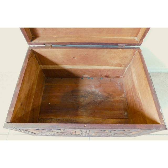 Wood Vintage Mid Century Carved Wood Storage Truck Chest For Sale - Image 7 of 15