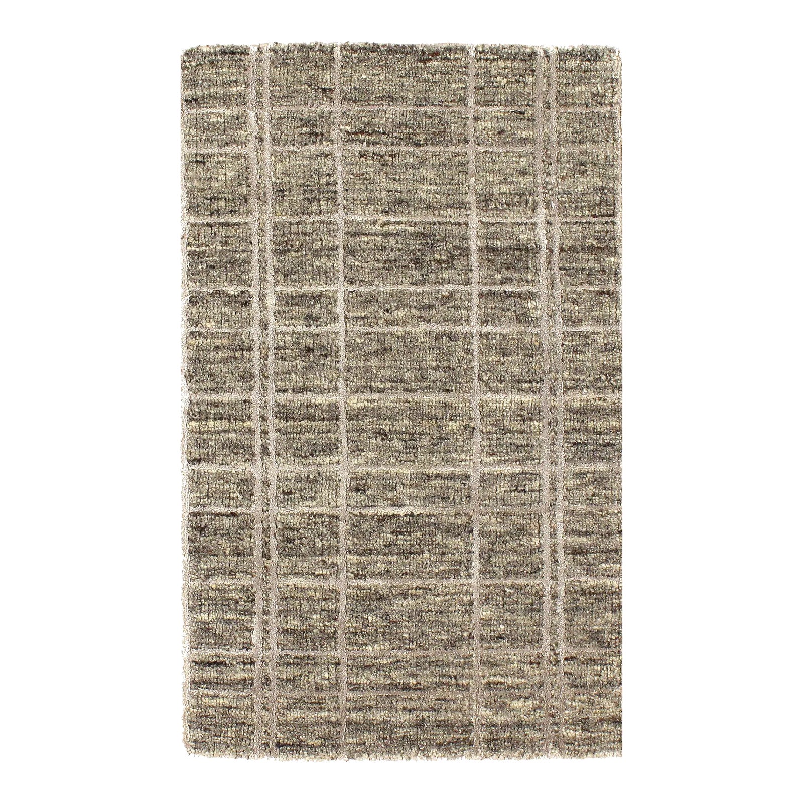 2020s Modern Beige Crosshatch Hand-Made Bamboo Silk Indo Rug | Chairish