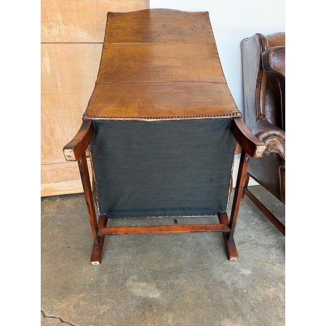 Pair of English Georgian Style Wingback Armchairs - Distressed Brown Leather For Sale - Image 12 of 17