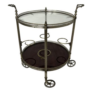 Mid-Century Brass Circular Cart with Swivel Wheels, 1950s For Sale