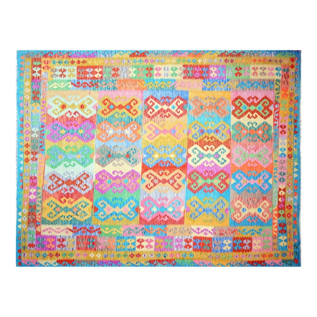 Afghan Maimana Flatweave Wool Rug, 8'5"x11'3" For Sale