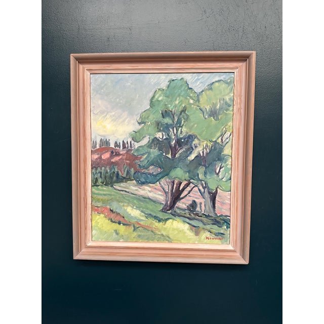 Kramer, Landscape Composition, 1950s, Oil on Canvas, Framed For Sale - Image 12 of 14