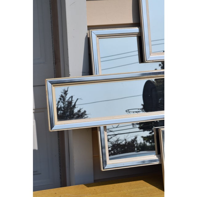 Absolutely stunning! Mid Century Modern Abstract Geometric Grouped Wall Art Mirror Fine Art Guild MCM. Very good pre-owned...