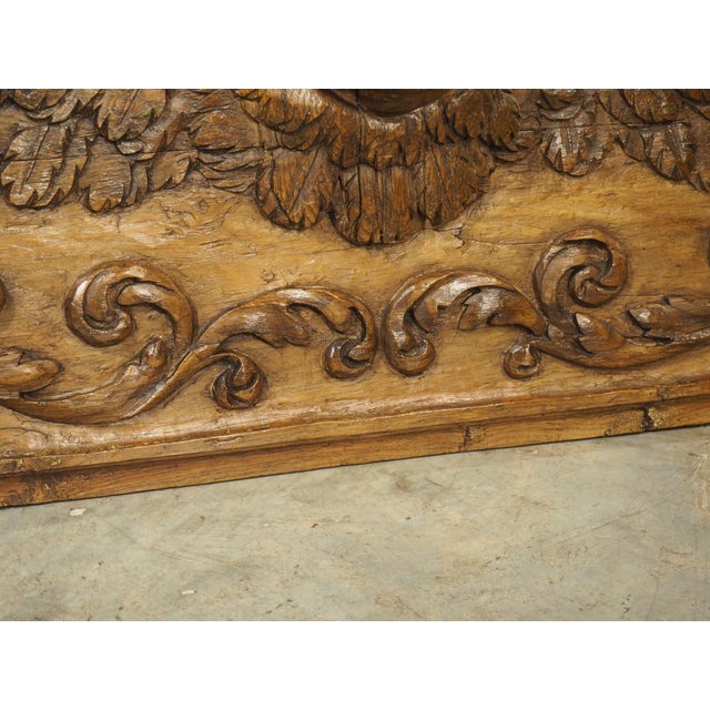 18th Century French Carved Oak Overdoor Pediment With Winged Cherub For Sale In Dallas - Image 6 of 18