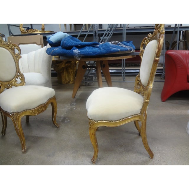 1930s Pair of Italian Baroque Style Giltwood Chairs For Sale - Image 5 of 11