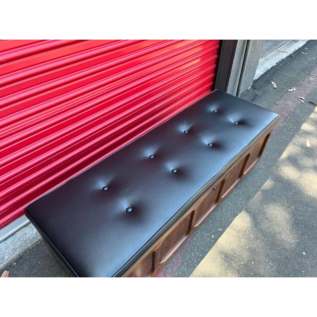 Vintage mid century cedar chest by Lane featuring stunning rich walnut wood grain and clean architectural lines. The top...