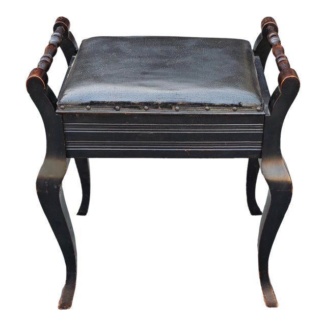 Early 20th Century Carved Wood Accent Storage Bench For Sale