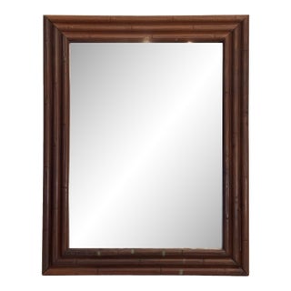 Hollywood Regency Embossed Faux Bamboo Wood Wall Mirror For Sale