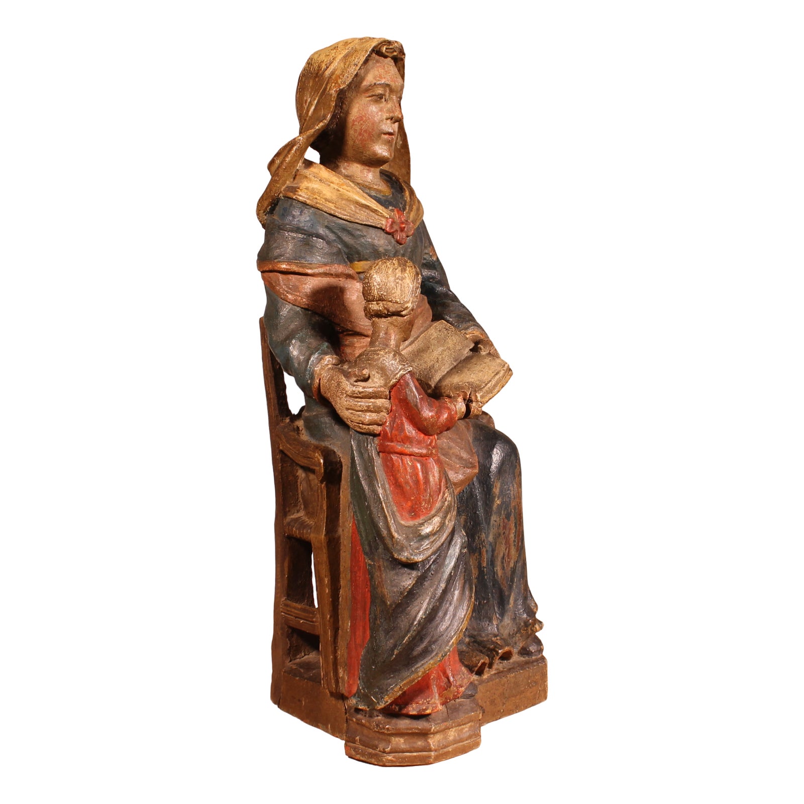 Saint Anne and the Virgin Mary, 18th Century, Polychrome Wood | Chairish