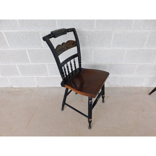 L Hitchcock Maple Stenciled Eagle Back Tavern Inn Chairs - Set of 3 For Sale - Image 11 of 17