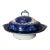 Antique English Watteau Flow Blue Porcelain Covered Serving Dish Tureen For Sale