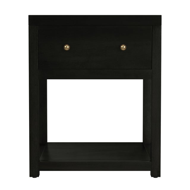 Spritely Home Accent Furniture Nora 21 in. W Rectangular Wood 1 Drawer Small Nightstand with Lower Open Shelf, Antique Coffee For Sale - Image 4 of 8
