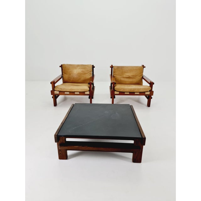 Mid-Century Lounge Chairs and Coffee Table in Leather and Wood by Carl Straub, Germany, 1960s, Set of 3 For Sale - Image 18 of 18