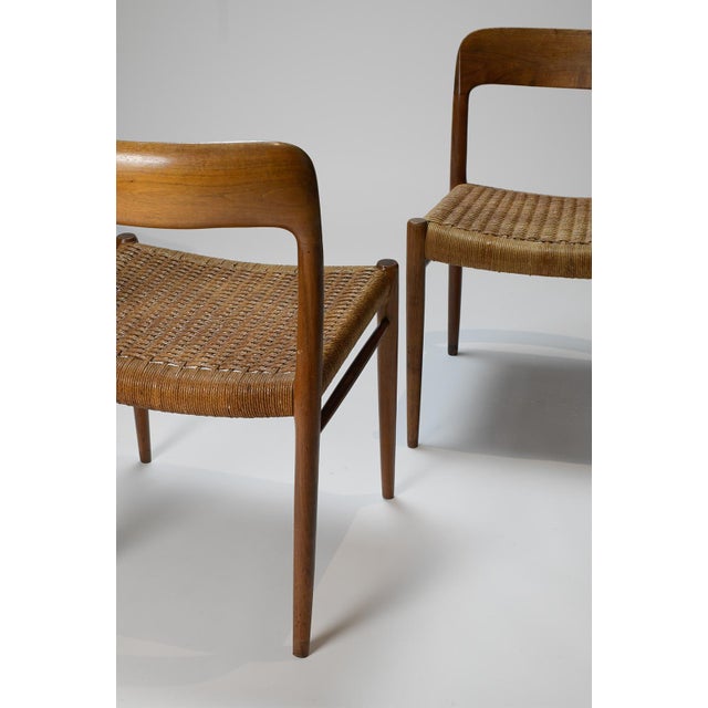 Pair of Model 77 dining chairs designed by Neils Moller and produced by J.L. Møllers Møbelfabrik in the 1960´s. This model...