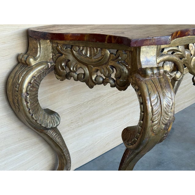 Italian Faux Marbleized Gilt Acanthus and Berry Console, Circa 1820 For Sale In Miami - Image 6 of 18