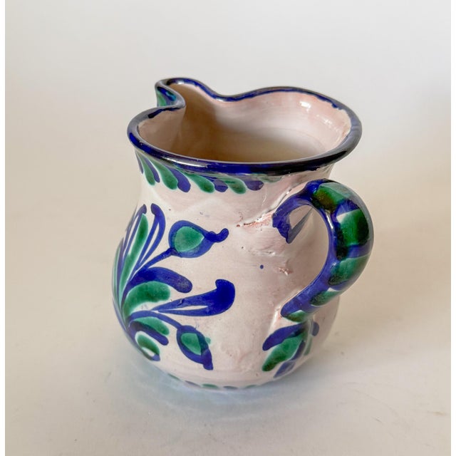 Late 20th Century Spanish Fajalauza Majolica Hand Painted Large Creamer Pitcher For Sale - Image 5 of 17