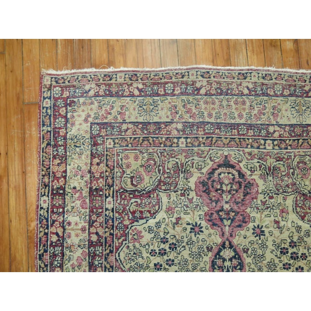Zabihi Collection Distressed Antique Lavar Kermanshah 19th century Rug - 4' x 6'4" For Sale - Image 4 of 10