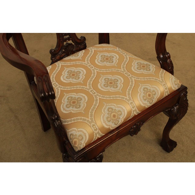 Chippendale Style Ball & Claw Carved Solid Mahogany Armchair For Sale - Image 4 of 13