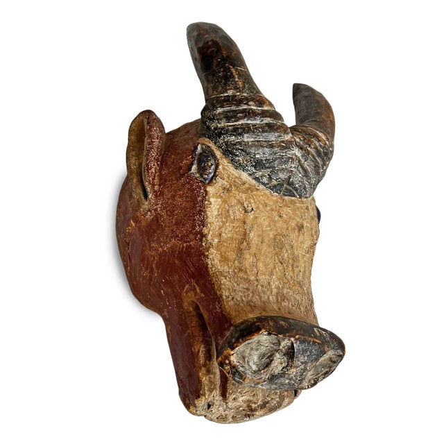 Black Antique Mangbetu Buffalo Mask For Sale - Image 8 of 12