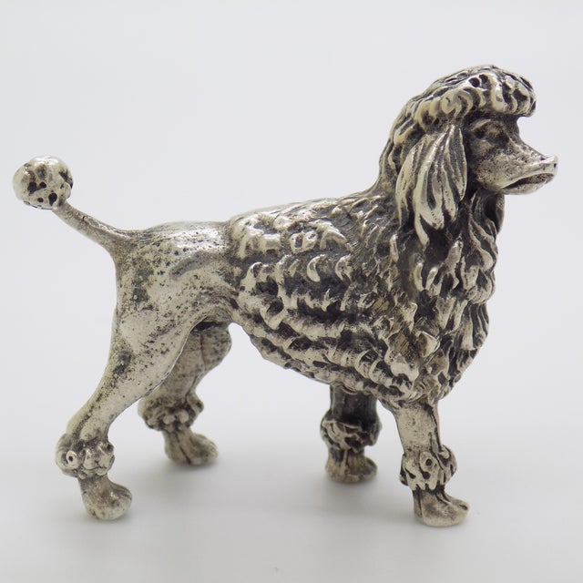 1950s Vintage Italian Handmade Genuine Silver Poodle Dog Large Detailed Solid Figurine For Sale - Image 5 of 11