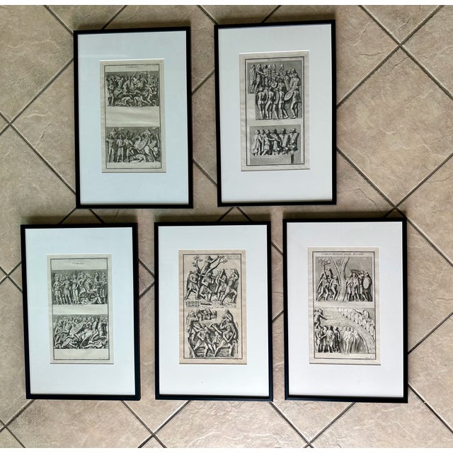 Set five early antique copperplate engravings from the series L'Antiquité expliquée et représentée en figures by Bernard...