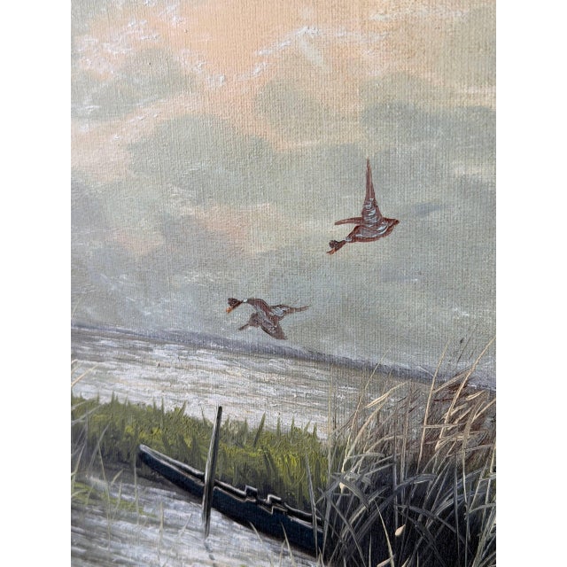 Vintage European Marsh Landscape Oil Painting, Gilt Frame, 1960s For Sale In Los Angeles - Image 6 of 10