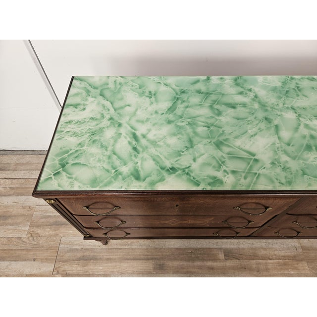 Vintage Six-Drawer Oak Chest of Drawers with Glass Top, 1960 For Sale - Image 4 of 18