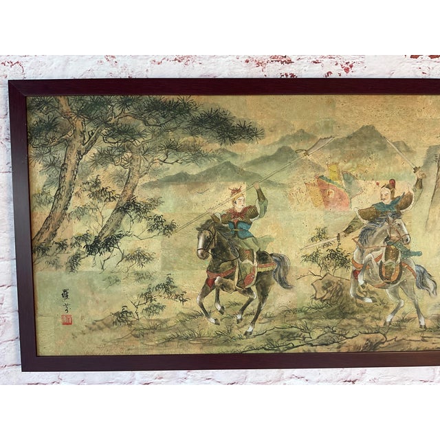 Wood Chinese Paintings in Rosewood Frames, Set of Four For Sale - Image 7 of 14