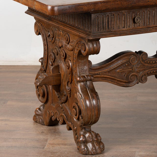 Wood 18th Century Italian Carved Walnut Desk or Console Table For Sale - Image 7 of 10