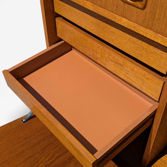 Mid-Century Teak Bookcase With Drop-Front Desk and Lighting, Mid-Century Modern For Sale - Image 18 of 18