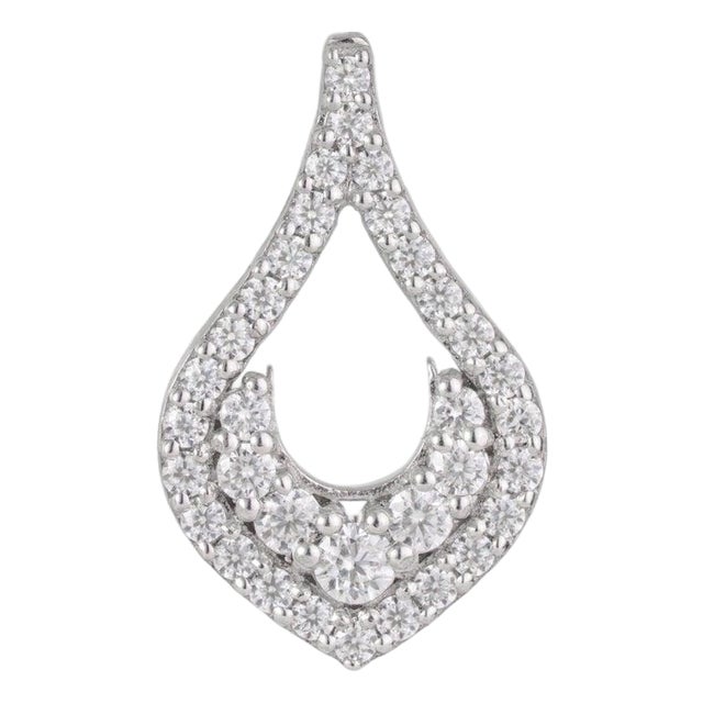 Fine Moissanite Open Drop Pendant in 925 Sterling Silver - Caratandher For Sale