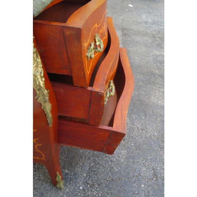 French Marble Top Bombay Serpentine Inlay Commode Dresser Bathroom Vanity 6230 For Sale - Image 16 of 17
