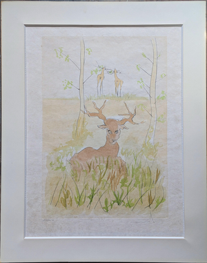 Salvador Dali, The Deer, Original Drypoint Etching with Hand-Colored Stencil on Japon Paper, 1974