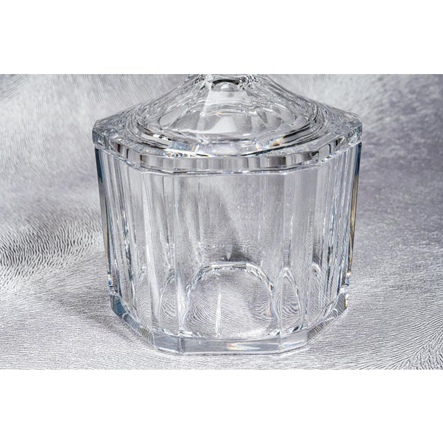Substantial Faceted Orrefors Sweden Crystal Biscuit Jar Designed by Olle Aberius Home Decor For Sale - Image 4 of 14