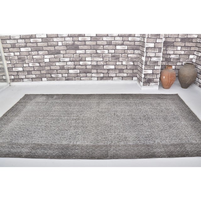 Greige Oushak Anatolian Grey Carpet For Sale - Image 8 of 10