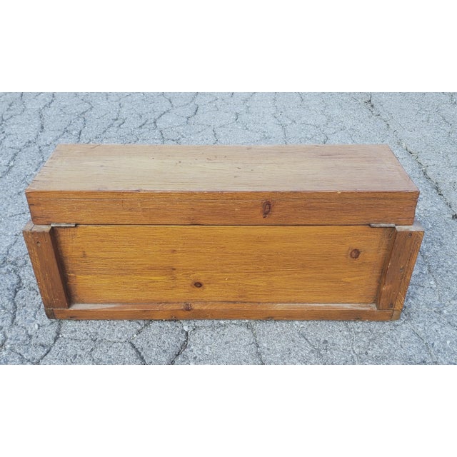 Wood Early 20th Century American Primitive Wooden Tool Box For Sale - Image 7 of 11