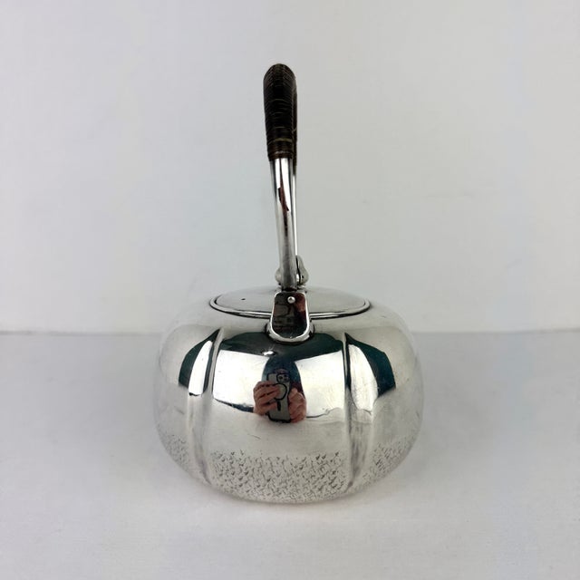 Vintage Chinese Hand Wrought Pure Silver Teapot For Sale - Image 4 of 12