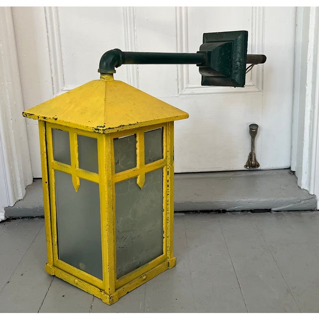 Antique Early 20th C. Aesthetic Movement Mission or Mackintosh Style Outside Iron Wall Lanterns - A Pair For Sale - Image 12 of 18