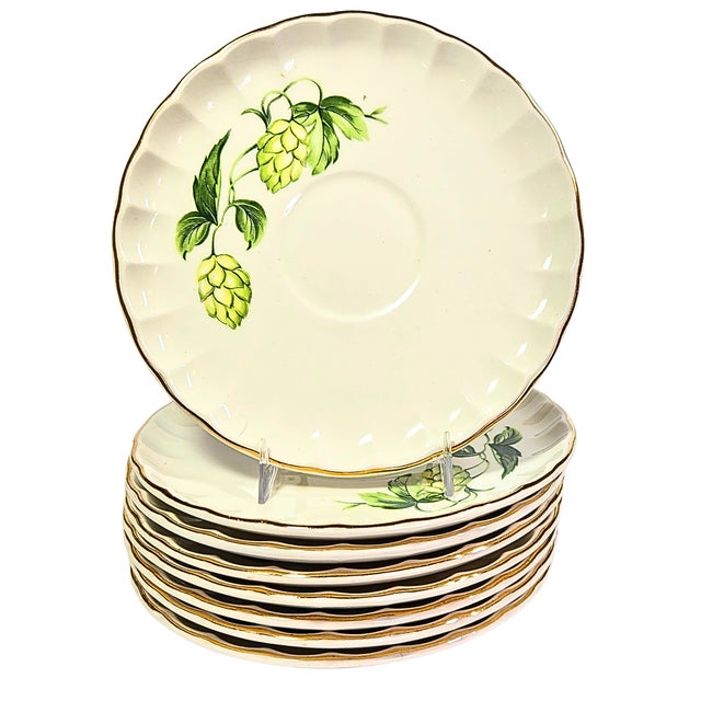 Gold Rimmed Hops Saucers- Set of Eight For Sale - Image 4 of 10